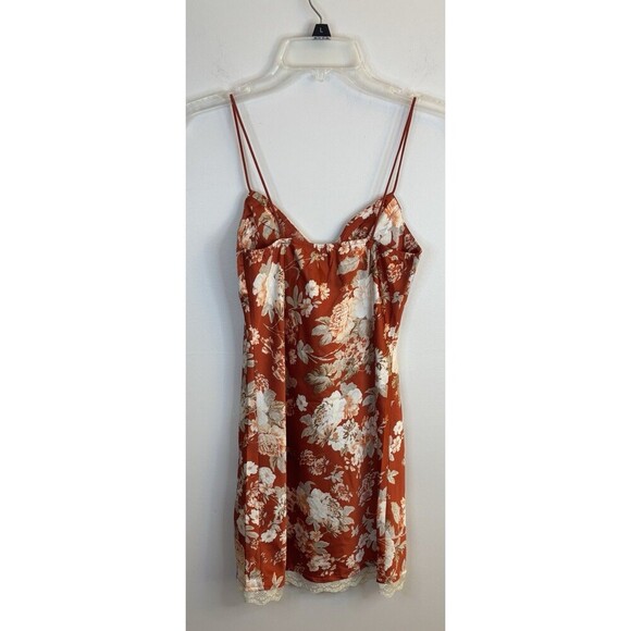 THAT'S SO FETCH Rhea Slip Dress Women 2 Orange Floral Bodycon Spaghetti Straps - Picture 4 of 13